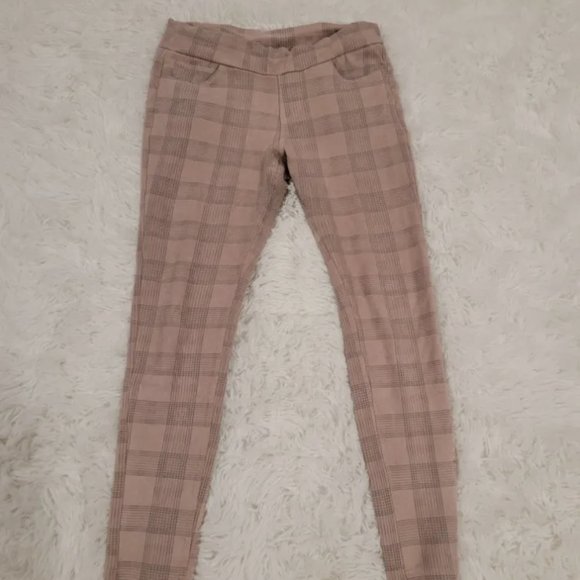 Pink High waist Checked Checkered stretchy pant legging - Jersey treggings - Picture 4 of 4